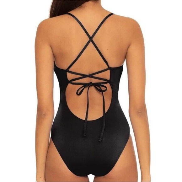 Becca by Rebecca Virtue Delilah Clare Plunge one piece swimsuit black si… - Picture 2 of 11